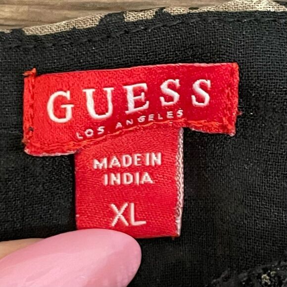 Guess Leopard Print Cami Tank Top Blouse Tan Black Cream Size XL - Picture 2 of 8